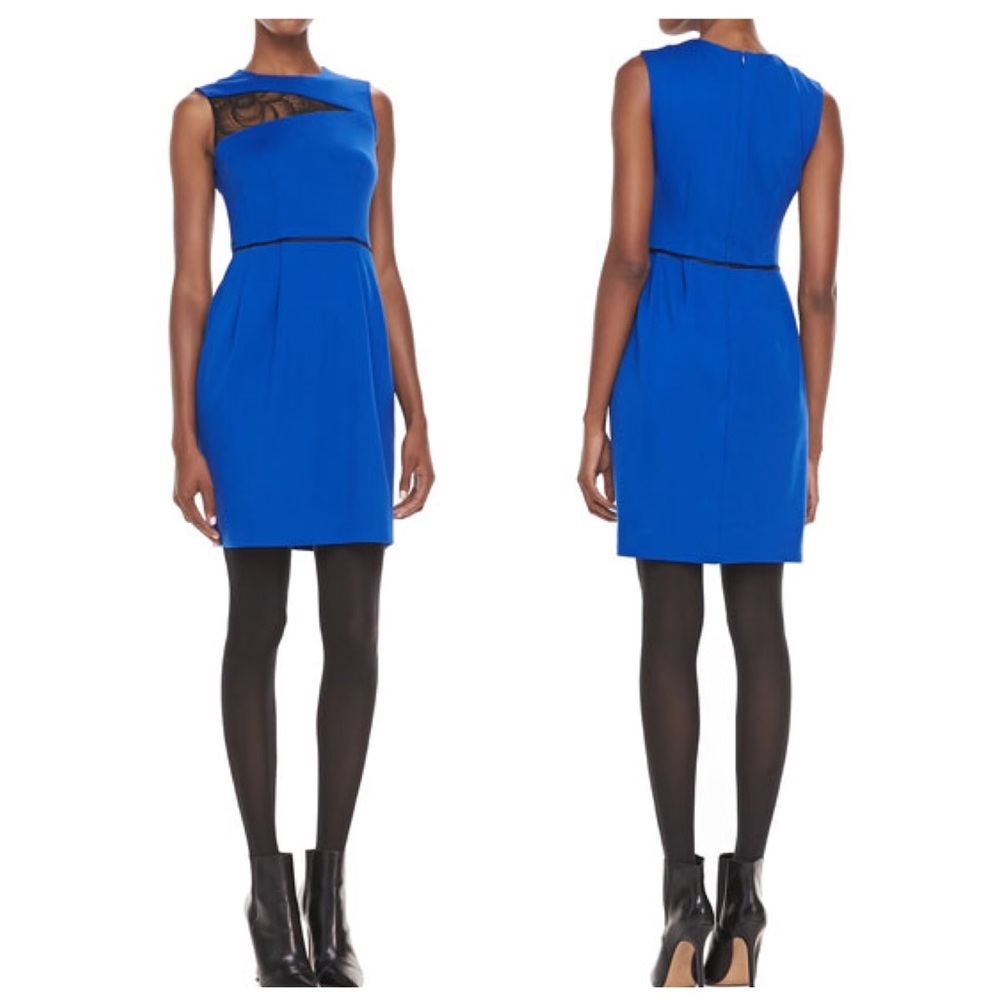 Nanette Lepore Take My Hand Lace Insert Dress Cobalt Size 4